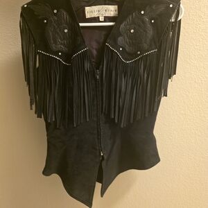 Lillie Rubin Black Fringe Vest